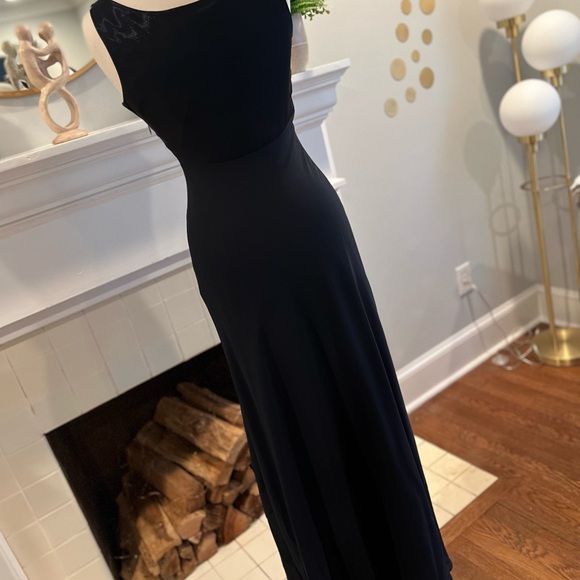 Alex Evenings Long Dress Iridescent Navy Blue with Wine Lining - Picture 5 of 7
